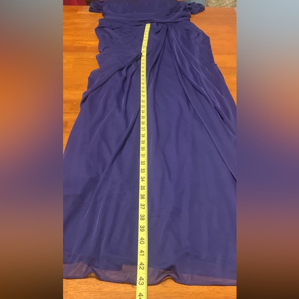 Adrianna Papell Women's Size 2P Petite Draped Ruched Mesh Maxi Dress Indigo Blue - Picture 12 of 13